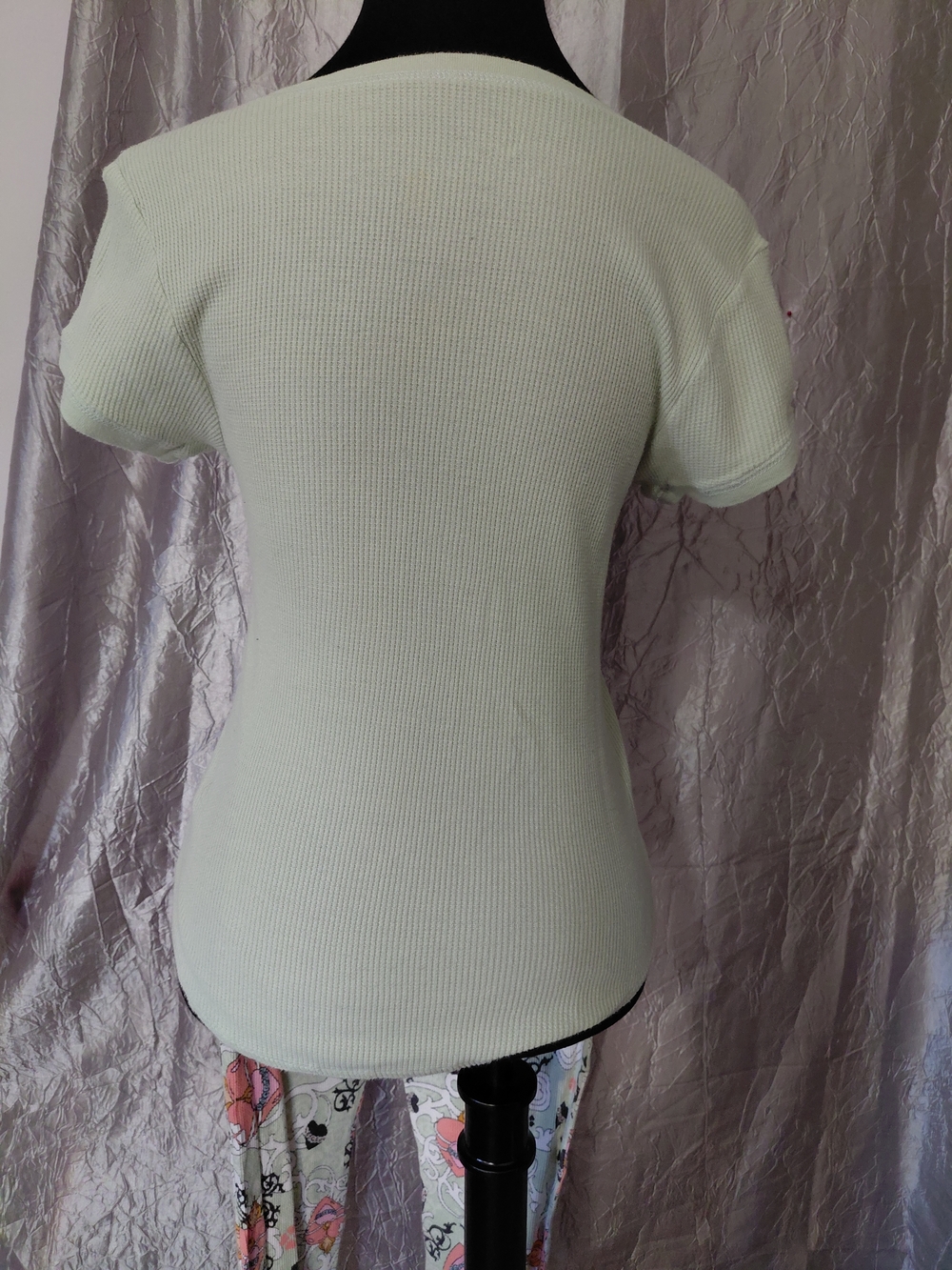 Pj Couture Mint Green Ribbed Henley Top with Pink Floral Heart Print Pajama Set - Picture 5 of 12